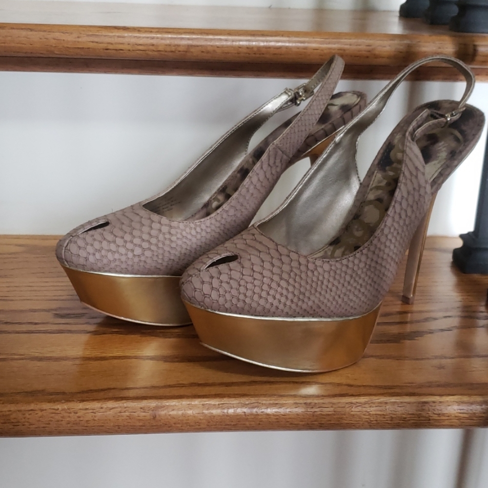 Sam Edelman Novato Heels in Embossed Leather